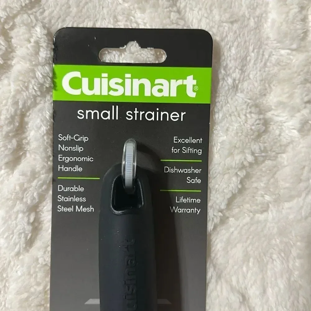 Cuisinart Small Durable Stainless Black Soft Grip Ergonomic Handle Strainer